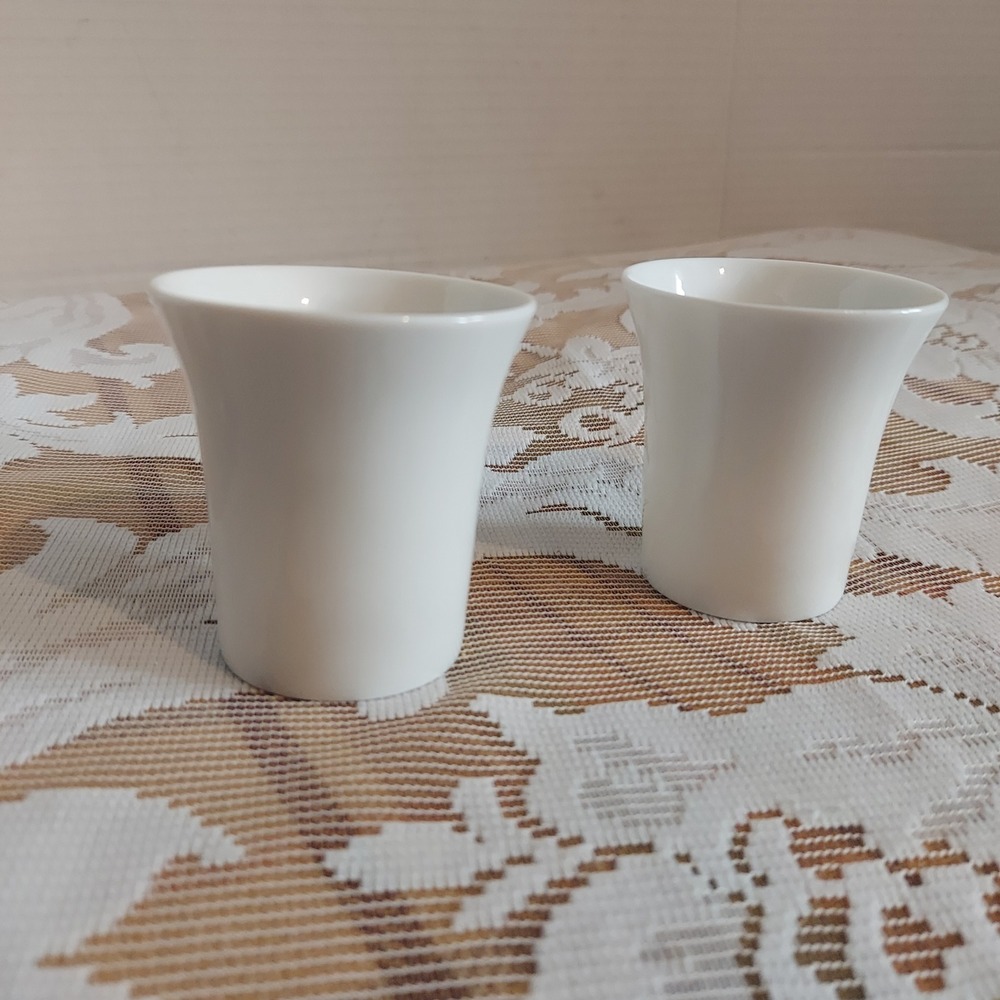 Guy Degrenne Boreal White Porcelain Egg Cups Set of 2 French Small Cups 2.25in